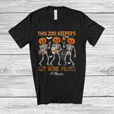 MacnyStore - Personalized Custom Name Zoo Keeper's Got Bone Moves; Joyful Halloween Pumpkin Skeletons T-Shirt