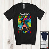 MacnyStore - Personalized Custom Name, Goodbye 3rd Grade Hello 4th Grade, Colorful Graduation Girl Dabbing, Graduate T-Shirt