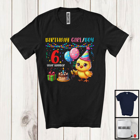 MacnyStore - Personalized Custom Number Birthday Boy Girl, Adorable Birthday Chicken Lover, Family Group T-Shirt