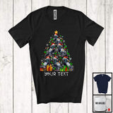 MacnyStore - Personalized Custom Text Santa Pigeon Christmas Tree; Joyful X-mas Lights Birds T-Shirt