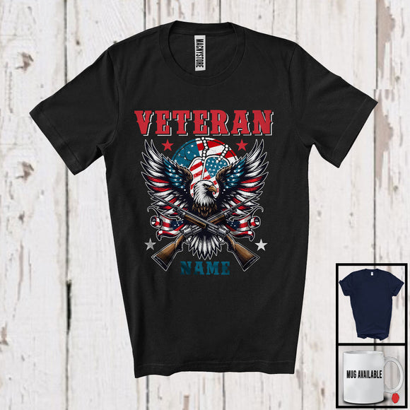 MacnyStore - Personalized Custom Veteran Name, Amazing 4th Of July Eagle American Flag, Proud Patriotic T-Shirt