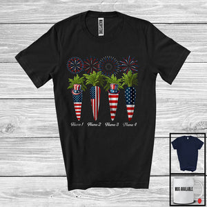 MacnyStore - Personalized Custom Name Four Carrot, Lovely 4th Of July Fireworks, Vegan Patriotic Group T-Shirt