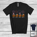 MacnyStore - Personalized Custom Name Four Hamburger, Lovely 4th Of July Fireworks, Food Patriotic Group T-Shirt