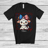 MacnyStore - Personalized Cute Goat US Flag Bow Tie; Amazing 4th Of July Goat Farm; Custom Name Farmer T-Shirt