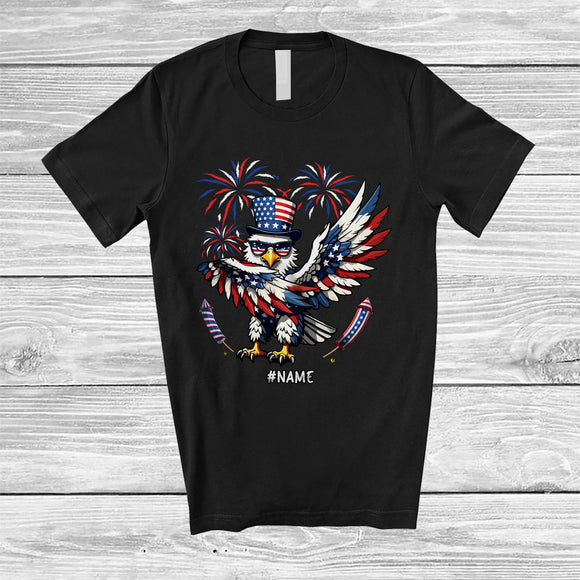 MacnyStore - Personalized Dabbing American Flag Eagle; Awesome 4th of July Custom Name Patriotic Eagle T-Shirt