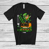 MacnyStore - Personalized Dabbing Leprechaun On Crane Truck; Happy St. Patrick's Day Custom Name Boy Driver T-Shirt