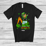 MacnyStore - Personalized Dabbing Leprechaun On Excavator; Happy St. Patrick's Day Custom Name Boy Driver T-Shirt