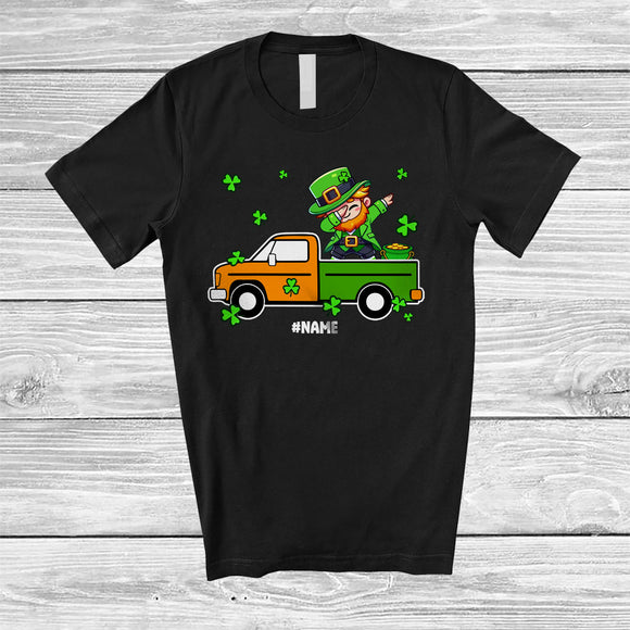 MacnyStore - Personalized Dabbing Leprechaun On Pick up; Happy St. Patrick's Day Custom Name Boy Driver T-Shirt