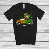 MacnyStore - Personalized Dabbing Leprechaun On Pick up; Happy St. Patrick's Day Custom Name Boy Driver T-Shirt