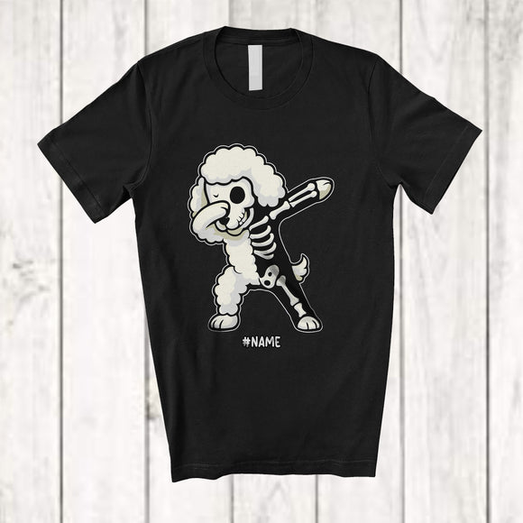 MacnyStore - Personalized Dabbing Poodle Skeleton; Joyful Halloween Custom Name Owner Family Group T-Shirt