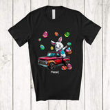 MacnyStore - Personalized Dabbing Rabbit On Pickup Truck; Cheerful Easter Custom Name Boy Bunny; Egg Hunt T-Shirt
