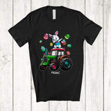 MacnyStore - Personalized Dabbing Rabbit On Tractor; Cheerful Easter Custom Name Boy Bunny; Egg Hunt T-Shirt