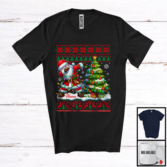 MacnyStore - Personalized Dabbing Santa Custom Name, Lovely Christmas Santa, X-mas Sweater Lights T-Shirt