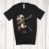 MacnyStore - Personalized Dabbing Sloth Skeleton; Joyful Halloween Custom Name Animal Lover Family Group T-Shirt
