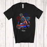 MacnyStore - Personalized Dabbing Uncle Sam On Pickup Truck; Cheerful 4th Of July Custom Name Patriotic T-Shirt