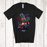 MacnyStore - Personalized Dabbing Uncle Sam On Tractor; Cheerful 4th Of July Custom Name Patriotic T-Shirt