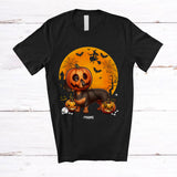 MacnyStore - Personalized Dachshund Pumpkin Cosplay; Scary Halloween Moon Custom Name Dachshund Owner T-Shirt