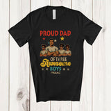 MacnyStore - Personalized Dad of 3 Awesome Boys; Joyful Father's Day Vintage; Custom Name Dad Sons Family T-Shirt