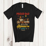 MacnyStore - Personalized Dad of 3 Awesome Girls; Joyful Father's Day Vintage; Custom Name Daughters Family T-Shirt