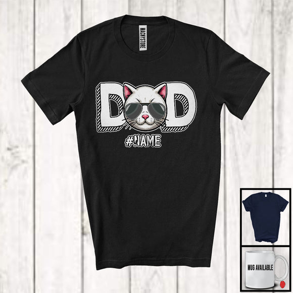 MacnyStore - Personalized Dad, Amazing Father's Day Custom Name Cat Owner Sunglasses, Family Group T-Shirt