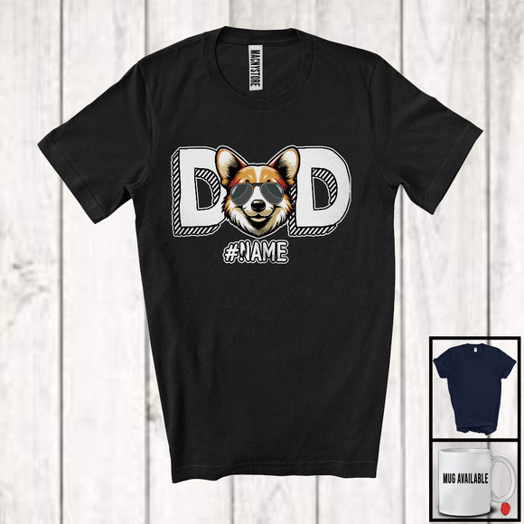 MacnyStore - Personalized Dad, Amazing Father's Day Custom Name Corgi Owner Sunglasses, Family Group T-Shirt