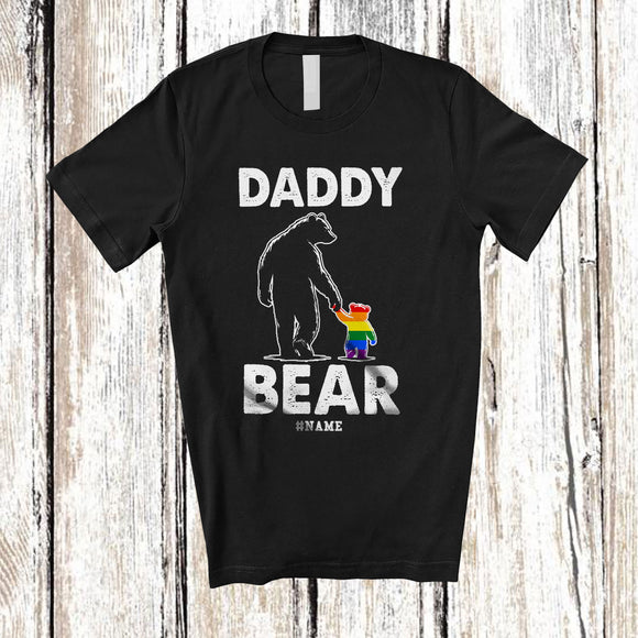 MacnyStore - Personalized Daddy Bear; Adorable Father's Day LGBTQ Pride Bear; Custom Name Gay Family T-Shirt