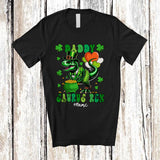 MacnyStore - Personalized Daddy Saurus Rex; Happy St. Patrick's Day Custom Name T-Rex Dinosaur; Family T-Shirt