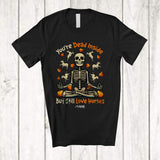 MacnyStore - Personalized Dead Inside Still Love Horses; Scary Halloween Custom Name Skeleton Yoga Workout T-Shirt