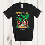 MacnyStore - Personalized Deck The Palms; Joyful Christmas In July Summer Custom Name Santa Flamingo T-Shirt