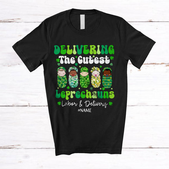 MacnyStore - Personalized Delivering The Cutest Leprechauns; Lovely St. Patrick's Day Custom Name L&D Nurse T-Shirt