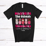 MacnyStore - Personalized Delivering The Cutest Valentines; Lovely Hearts Custom Name Labor And Delivery Nurse T-Shirt