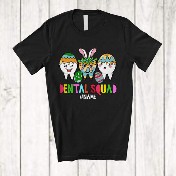 MacnyStore - Personalized Dental Squad; Amazing Easter Eggs Three Bunny Teeth Tooth; Custom Name Dentist T-Shirt