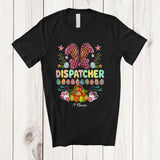 MacnyStore - Personalized Dispatcher; Proud Easter Flowers Leopard Bunny; Custom Name Dispatcher Family T-Shirt