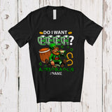 MacnyStore - Personalized Do I Want Beer; Humorous St. Patrick's Day Custom Name Leprechaun Drinking Drunker T-Shirt