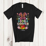 MacnyStore - Personalized Dog Groomer; Proud Easter Flowers Leopard Bunny; Custom Name Dog Groomer Family T-Shirt