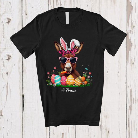 MacnyStore - Personalized Donkey Sunglasses Eating Carrot; Lovely Easter Custom Name Farmer; Farm Eggs Hunt T-Shirt
