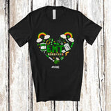 MacnyStore - Personalized EMT; Amazing St. Patrick's Day Rainbow Shamrock Heart Shape; Custom Name Nurse T-Shirt