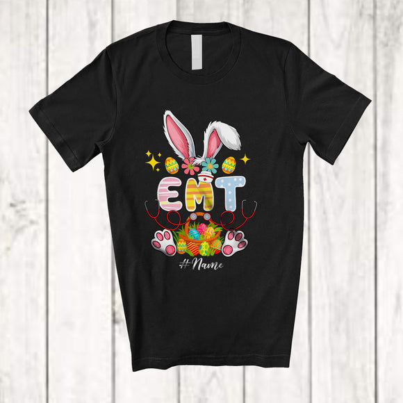 MacnyStore - Personalized EMT; Fantastic Easter Eggs Flowers Bunny Ears; Custom Name Nurse Nursing T-Shirt