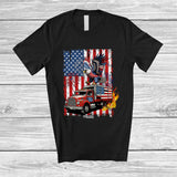 MacnyStore - Personalized Eagle Riding Truck; Joyful 4th of July US Flag; Custom Name Driver Patriotic T-Shirt