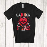 MacnyStore - Personalized Earned It 2025; Humorous Graduation Heart; Custom Name Nurse RN LPN Class T-Shirt