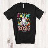MacnyStore - Personalized Easter 2026; Adorable Custom Name Bunny Hunting Easter Eggs; Family T-Shirt