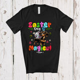 MacnyStore - Personalized Easter Day Is Magical; Lovely Bunny Riding Dachshund; Custom Name Family Egg Hunt T-Shirt