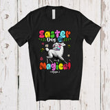 MacnyStore - Personalized Easter Day Is Magical; Lovely Bunny Riding Llama; Custom Name Family Egg Hunt T-Shirt