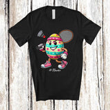 MacnyStore - Personalized Easter Egg Playing Badminton; Fantastic Easter Custom Name Sport Player; Family T-Shirt