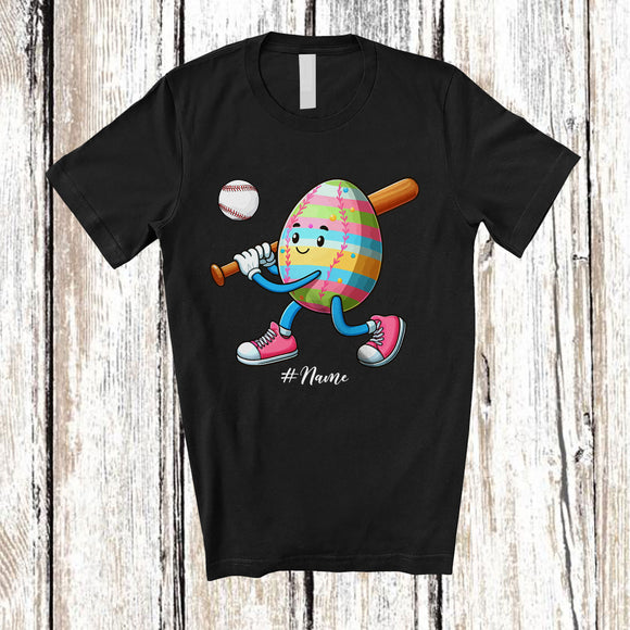 MacnyStore - Personalized Easter Egg Playing Baseball; Fantastic Easter Custom Name Sport Player; Family T-Shirt