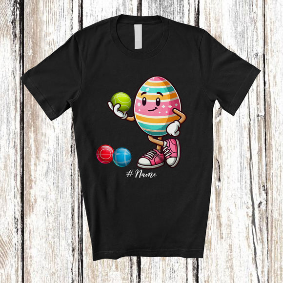 MacnyStore - Personalized Easter Egg Playing Bocce Ball; Fantastic Easter Custom Name Sport Player; Family T-Shirt