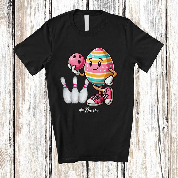 MacnyStore - Personalized Easter Egg Playing Bowling; Fantastic Easter Custom Name Sport Player; Family T-Shirt