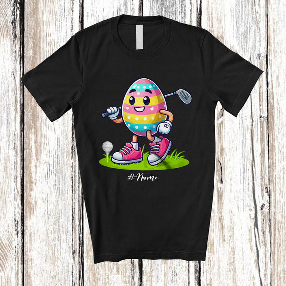 MacnyStore - Personalized Easter Egg Playing Golf; Fantastic Easter Custom Name Sport Player; Family T-Shirt