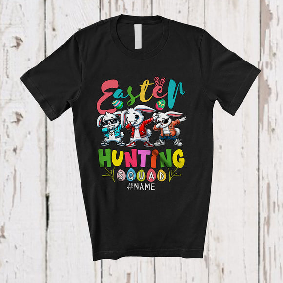 MacnyStore - Personalized Easter Hunting Squad; Lovely Easter Three Dabbing Bunny; Custom Name Family T-Shirt