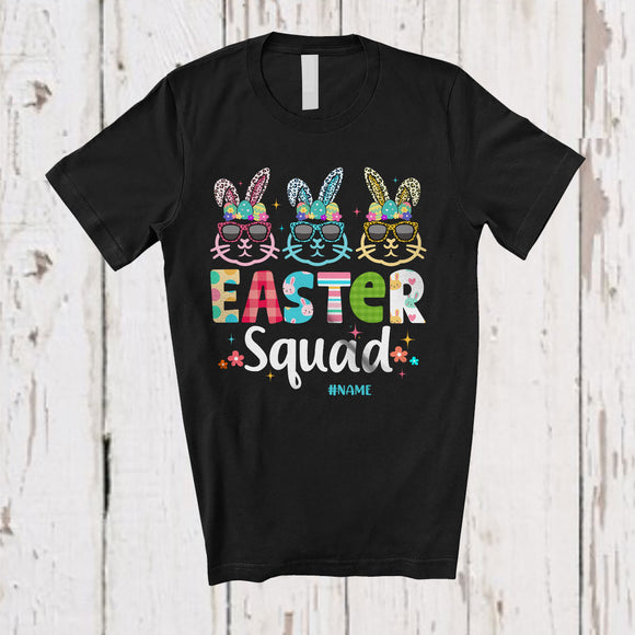 MacnyStore - Personalized Easter Squad; Joyful Easter Custom Name Three Leopard Bunny Face; Egg Hunting T-Shirt